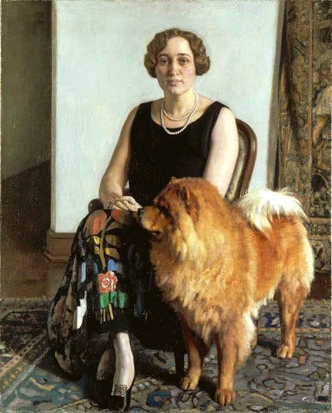 Artwork Title: Mrs Dorothy May Hoover with her Chow Chow Choonam Brilliantine