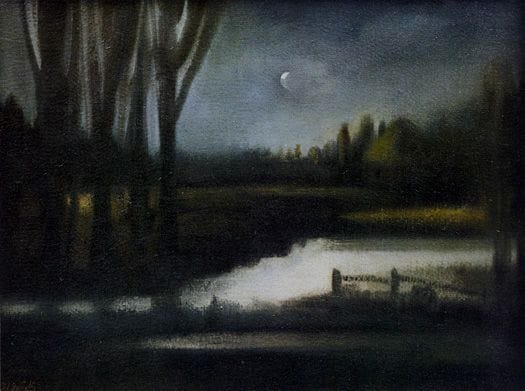 Artwork Title: Maanlandschap met bomen (Landscape with Moon and Trees)