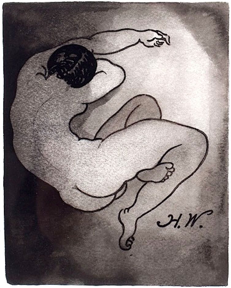 Artwork Title: Liggend naakt, rugzijde (Lying Nude, Back Side)