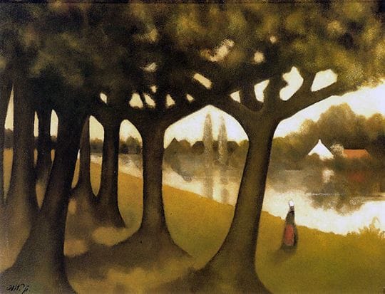 Artwork Title: Landschap met bomen langs het water (Landscape with trees along the water)