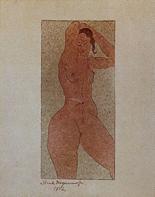 Artwork Title: Uit Liefdezangen: Staand naakt in rood (From Love Songs: Standing Nude in Red)