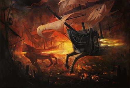 Artwork Title: Spanish Gallions On Fire