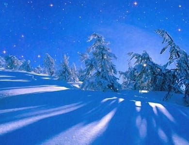 Artwork Title: Zimowy gwiezdny pejzaż we wschodzie słońca (Stellar Winter Landscape at Sunrise)