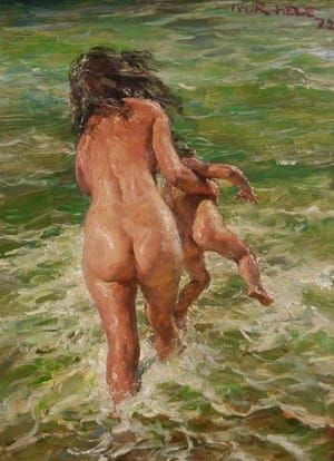 Artwork Title: Mother and Child Bathing