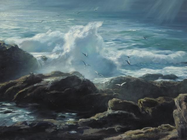 Artwork Title: Waves Crashing on a Rocky Coast