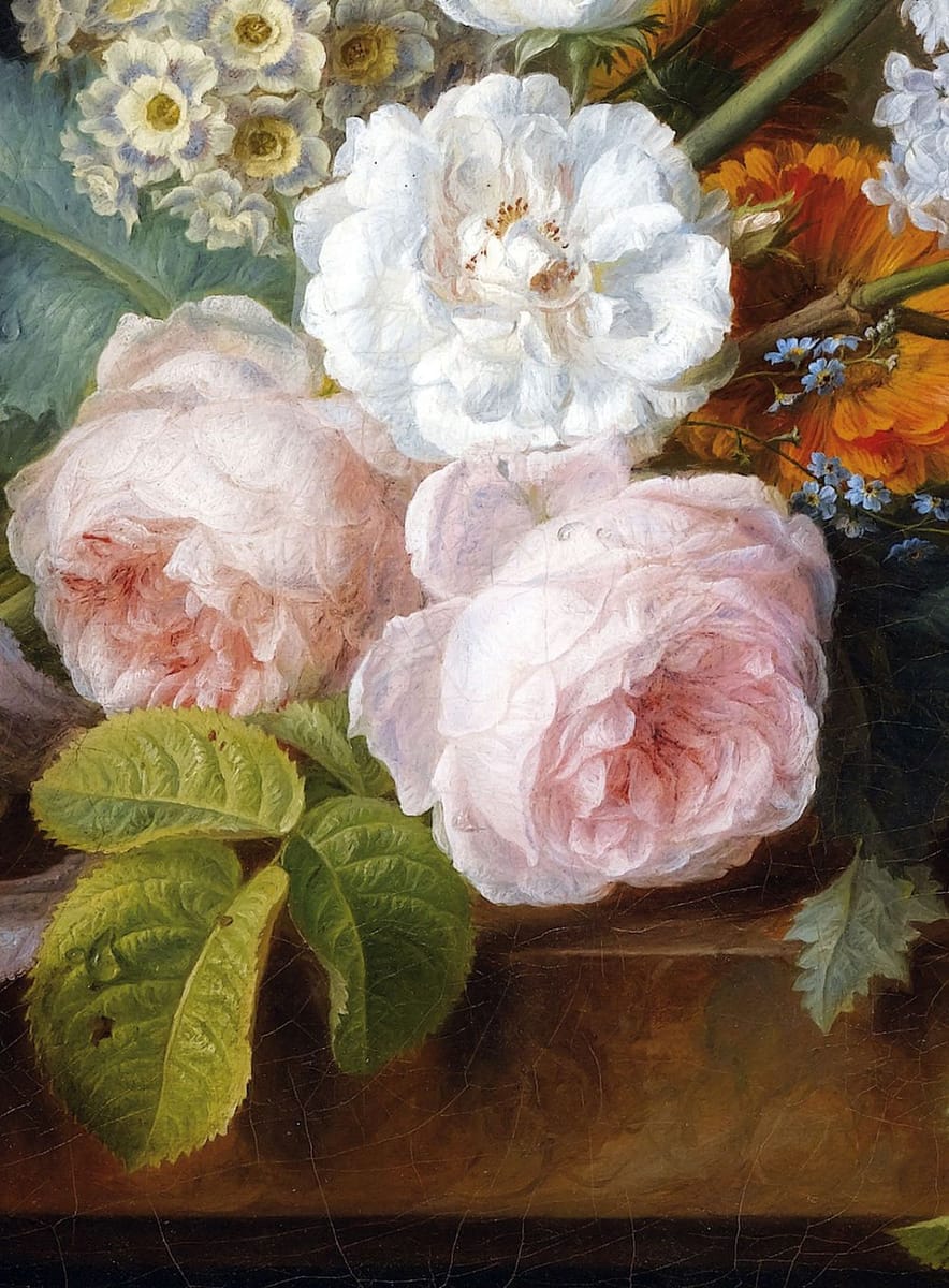 Artwork Title: Flower Bunch with a Bird Nest, detail,1810