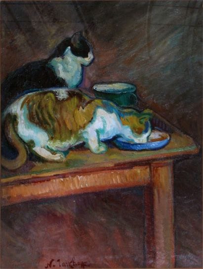 Artwork Title: Le repas des deux chats