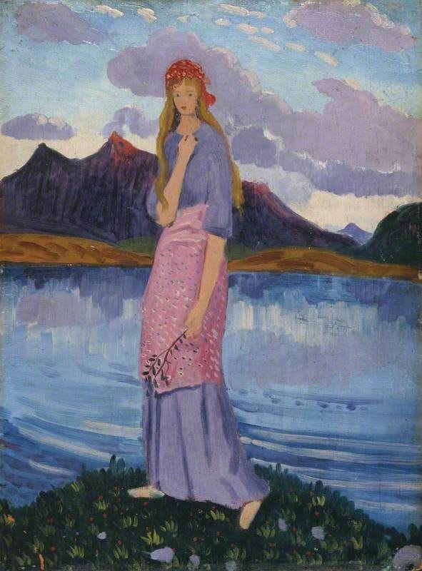 Artwork Title: Girl Standing by a Lake