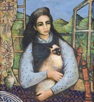 Artwork Title: Girl with a Siamese Cat