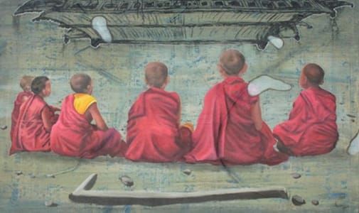 Artwork Title: Monks With Temple
