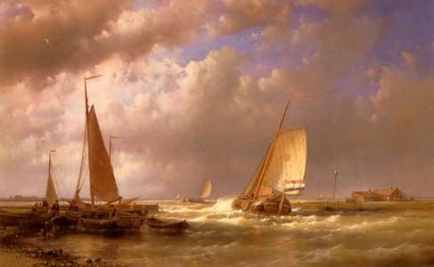 Artwork Title: Dutch Barges At The Mouth Of An Estuary
