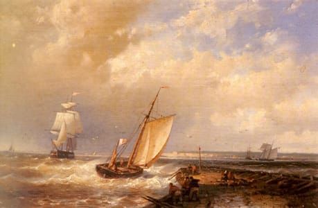 Artwork Title: A Dutch Pink Heading Out To Sea With Shipping Beyond