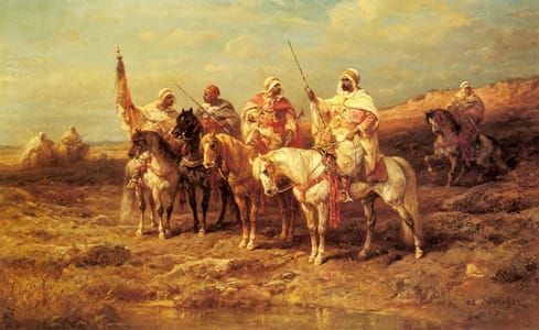 Artwork Title: Arab Horseman By A Watering Hole