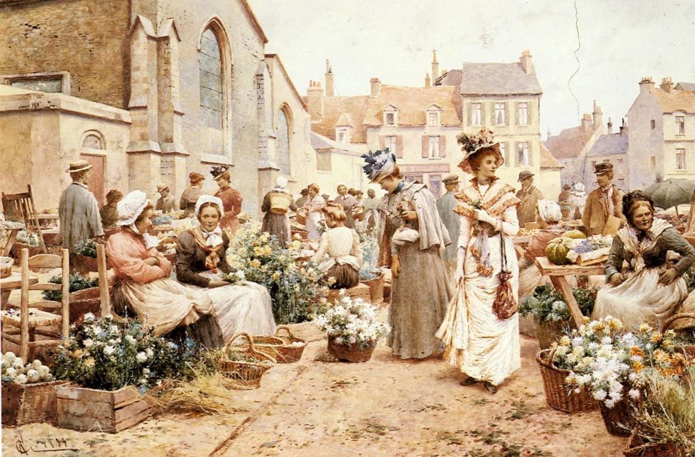 Artwork Title: Flower Market In A French Town