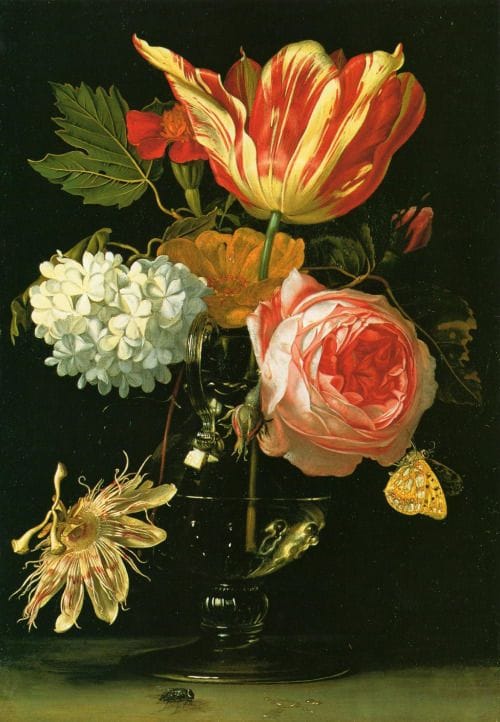 Artwork Title: Bloemen in een Vaas, met een Passiebloem