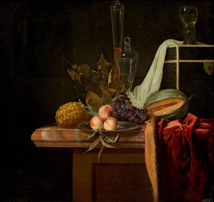 Artwork Title: Stilleven met fruit en glas (Still Life with Fruit and Glass)