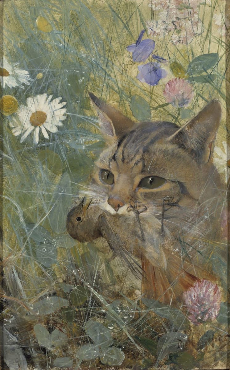 Artwork Title: A Cat with a Young Bird in its Mouth