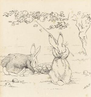Artwork Title: Beatrix Potter THE APPLE GATHERERS: POKING APPLES WITH A STICK