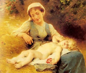 Artwork Title: A Mother With Her Sleeping Child