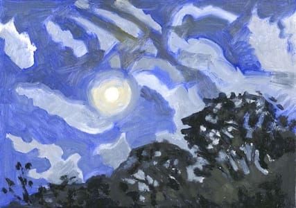 Artwork Title: Moon with Halo and Clouds