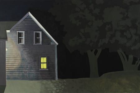Artwork Title: Night House with Lit Window