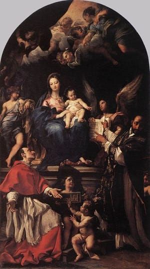 Artwork Title: Madonna And Child Enthroned With Angels And Saints