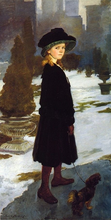 Artwork Title: Portrait of Alice Davison in Central Park with her King Charles