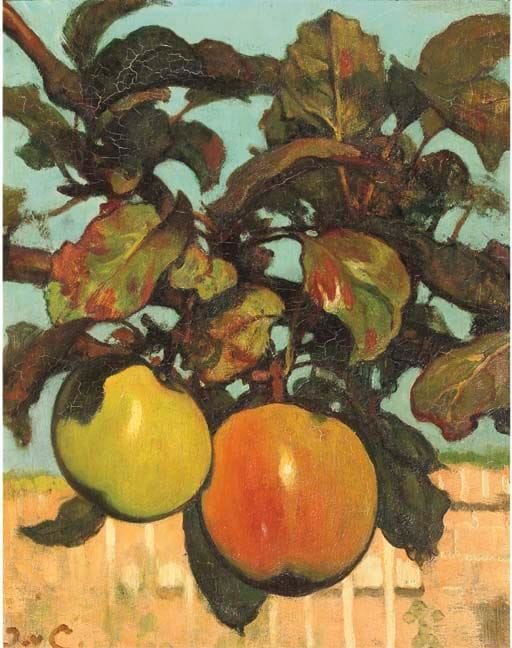 Artwork Title: Twee appels aan tak voor de tuinmuur (Two Apples on a Branch before the Garden Wall)
