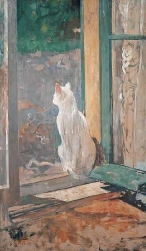 Artwork Title: Witte poes in een open raam (White Cat in an Open Window)