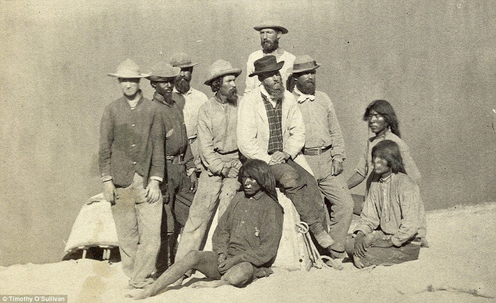 Artwork Title: Timothy O'Sullivan, Fourth From Left, With Fellow Members Of The Wheeler Survey And Native Americans