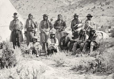 Artwork Title: Pah Ute (Paiute) Indian Group, Near Cedar, Utah In A Picture From 1872
