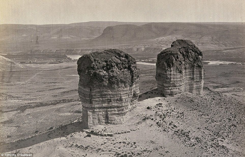 Artwork Title: Twin Buttes Stand Near Green River City, Wyoming, Photographed In 1872