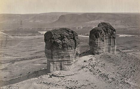 Artwork Title: Twin Buttes Stand Near Green River City, Wyoming, Photographed In 1872