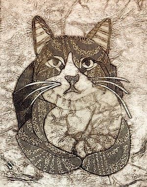 Artwork Title: Vaska #3 (Collagraph of Tabby Cat)