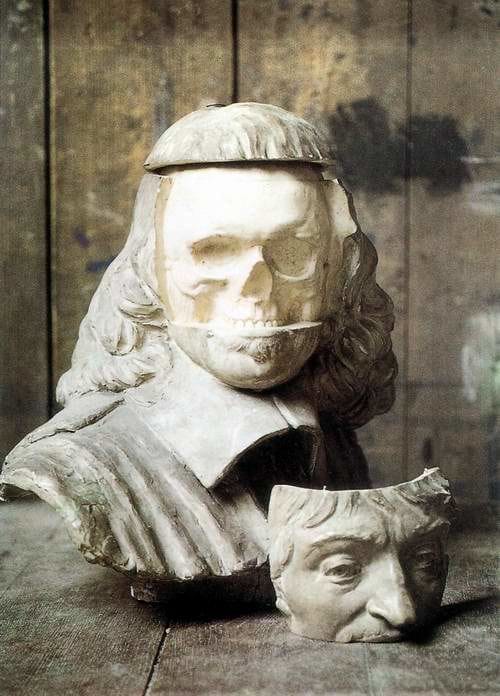 Artwork Title: Buste de Descartes avec montage incorporé de son crane