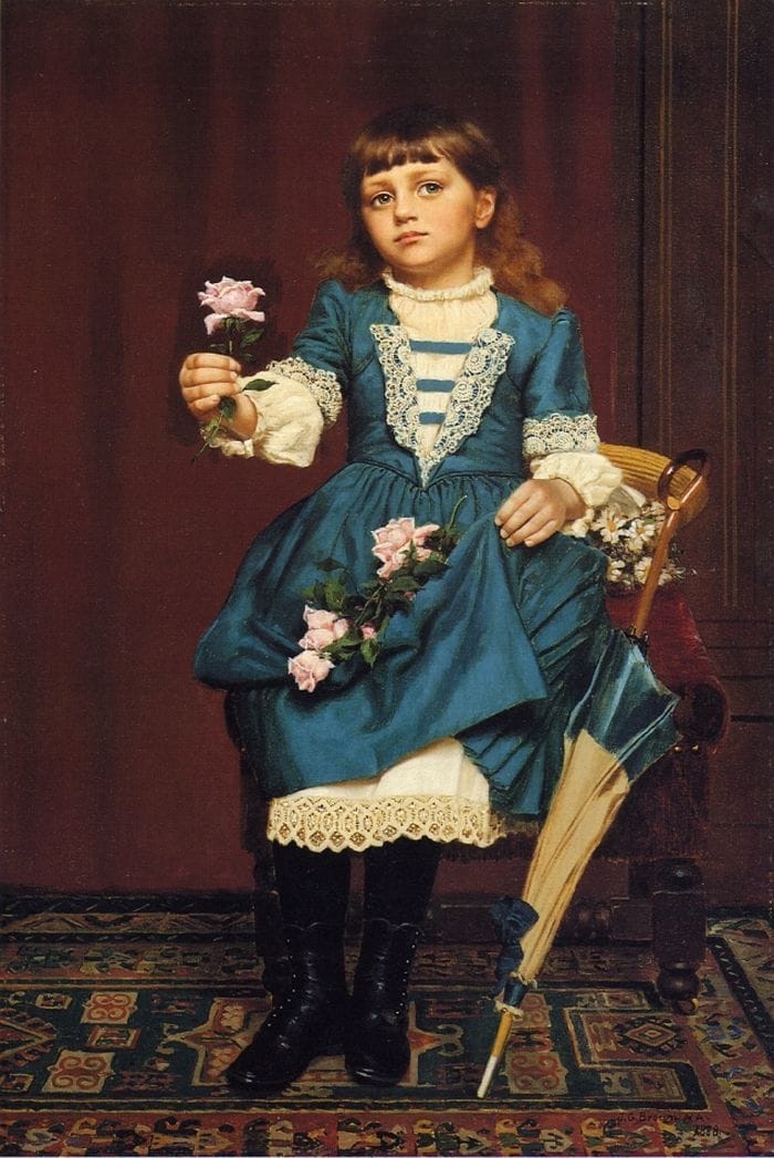 Artwork Title: Daisy McComb Holding a Pink Rose