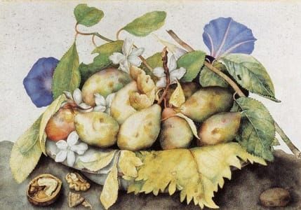 Artwork Title: Plate of Plums with Jasmine and Nuts