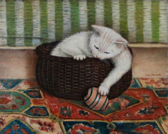 Artwork Title: Spelende poes in een mand (Cat Playing in a Basket),  1925