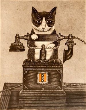 Artwork Title: Cat with a Telephone
