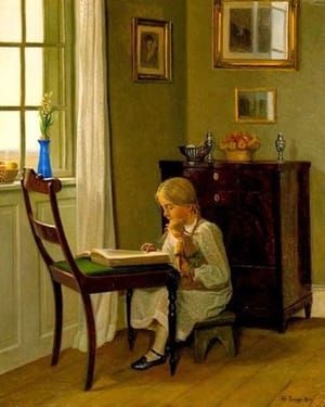 Artwork Title: A Young Girl Seated Reading before a Window
