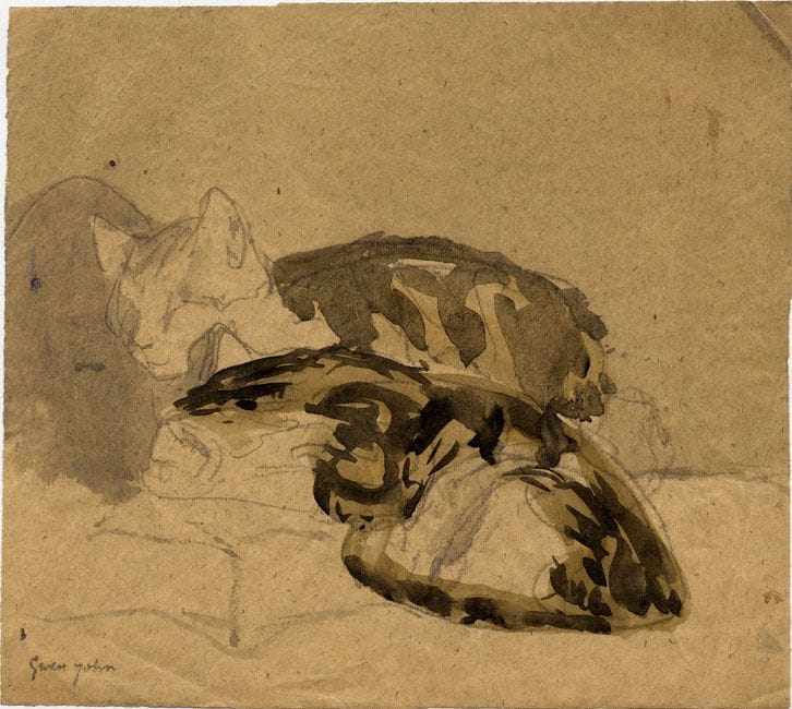 Artwork Title: Two Tortoiseshell Cats Sleeping,