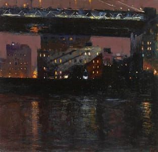 Artwork Title: Manhattan Bridge from Brooklyn, Night