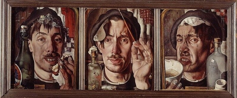 Artwork Title: Three Small Self Portraits:  The Drug Drinker