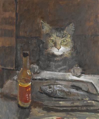 Artwork Title: Cat at a Table