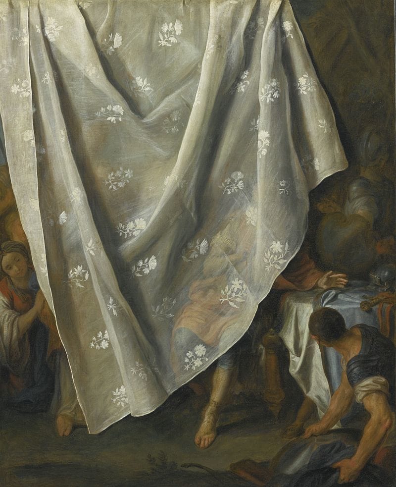Artwork Title: The Meeting of Alexander the Great and Roxana, Behind a Trompe-L'Oeil Curtain