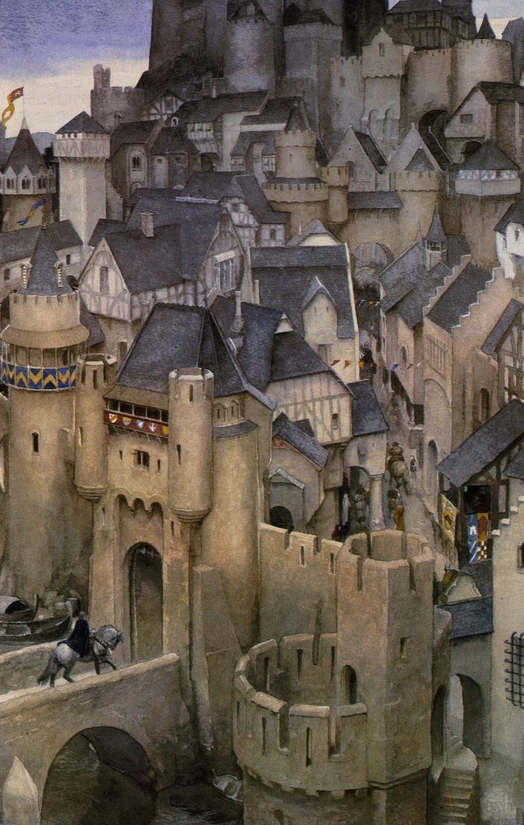 beautiful concept art of a high fantasy castle by alan