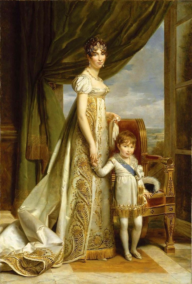 Artwork Title: Hortense, wife of Louis Bonaparte and Queen of Holland, daughter of Empress Joséphine, with her son
