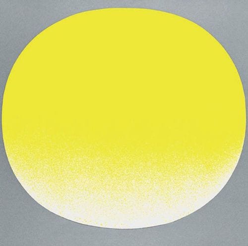 Artwork Title: WVG 134-1 (Gerundetes Gelb – Rounded Yellow / gelb auf blau-silber)