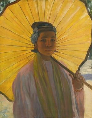 Artwork Title: Ma Thein Kin With Her Yellow Parasol