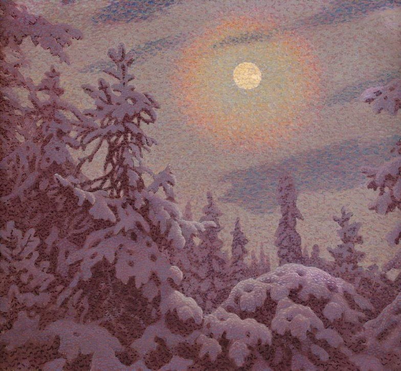 Artwork Title: Snow-covered Trees in Moonlight